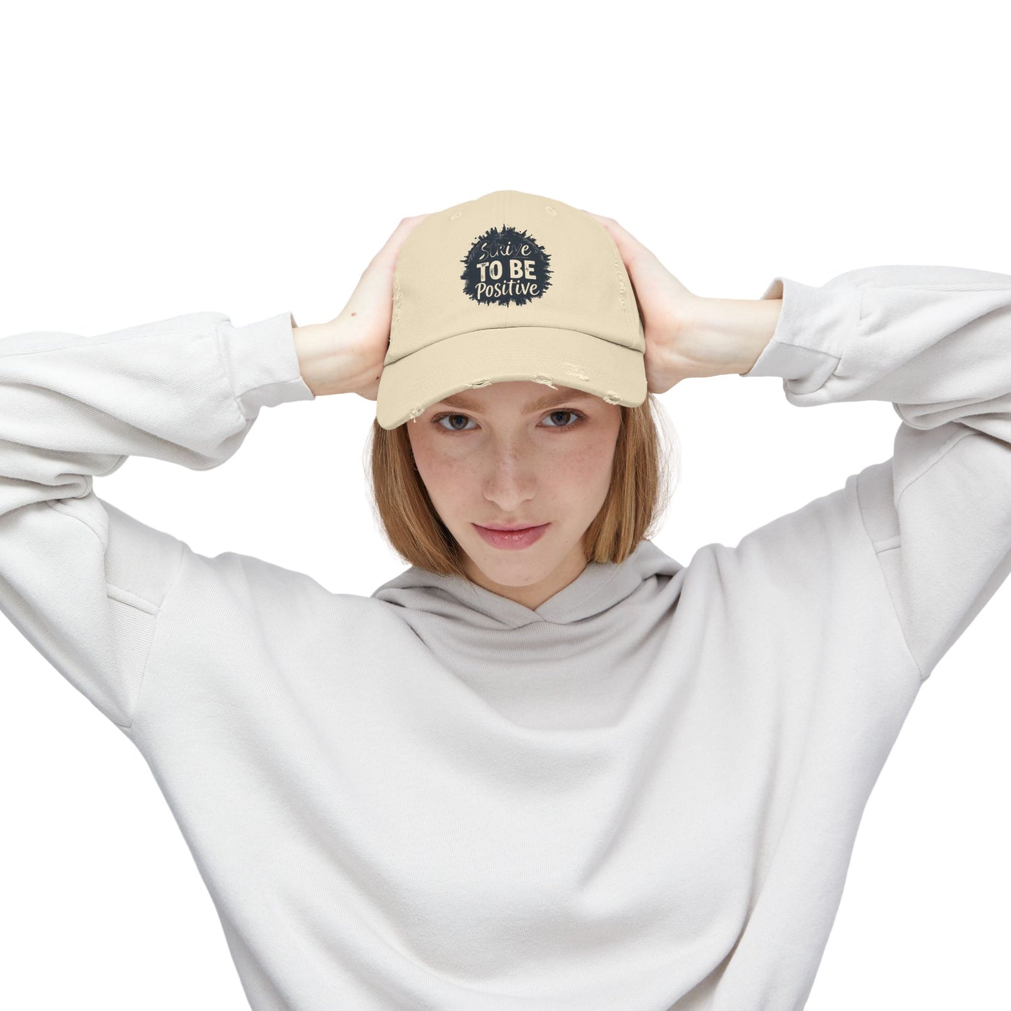 Strive To Be Positive Unisex Distressed Cap
