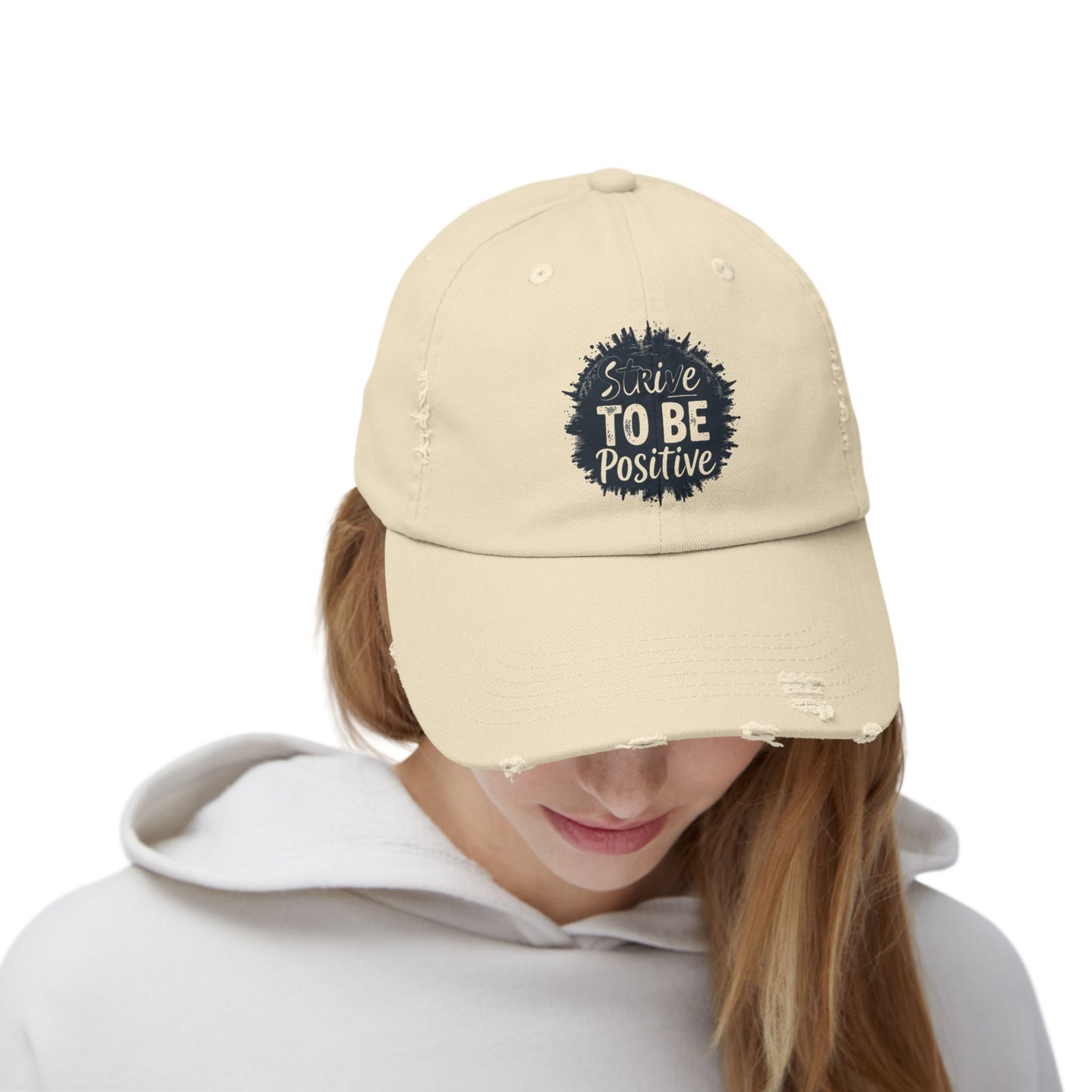 Strive To Be Positive Unisex Distressed Cap