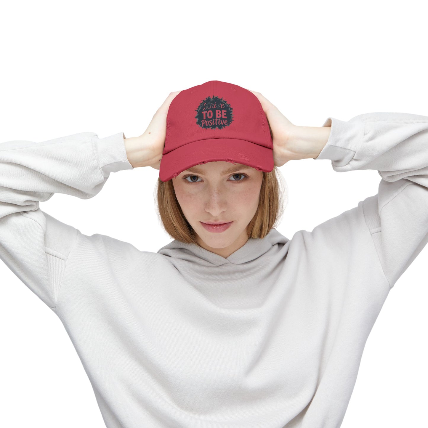 Strive To Be Positive Unisex Distressed Cap