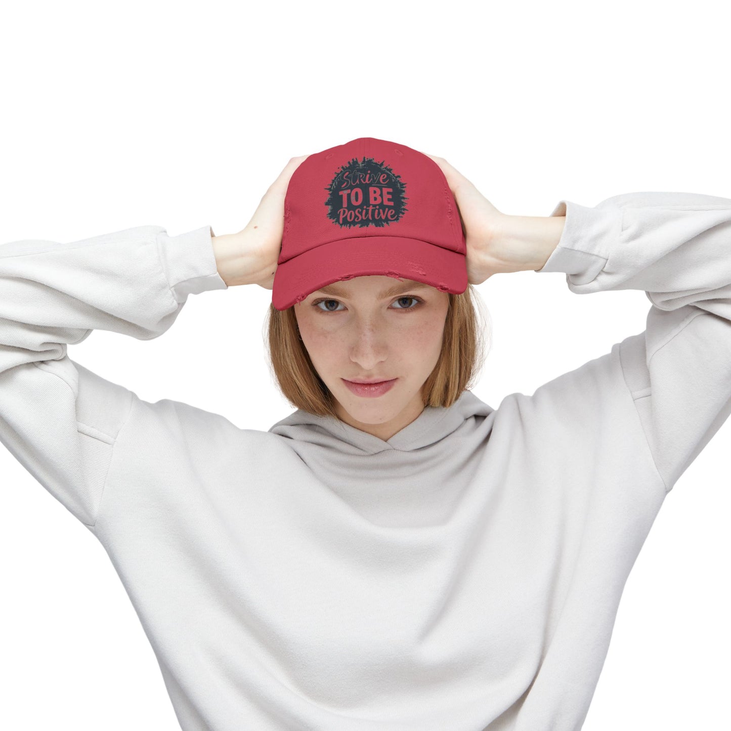 Strive To Be Positive Unisex Distressed Cap