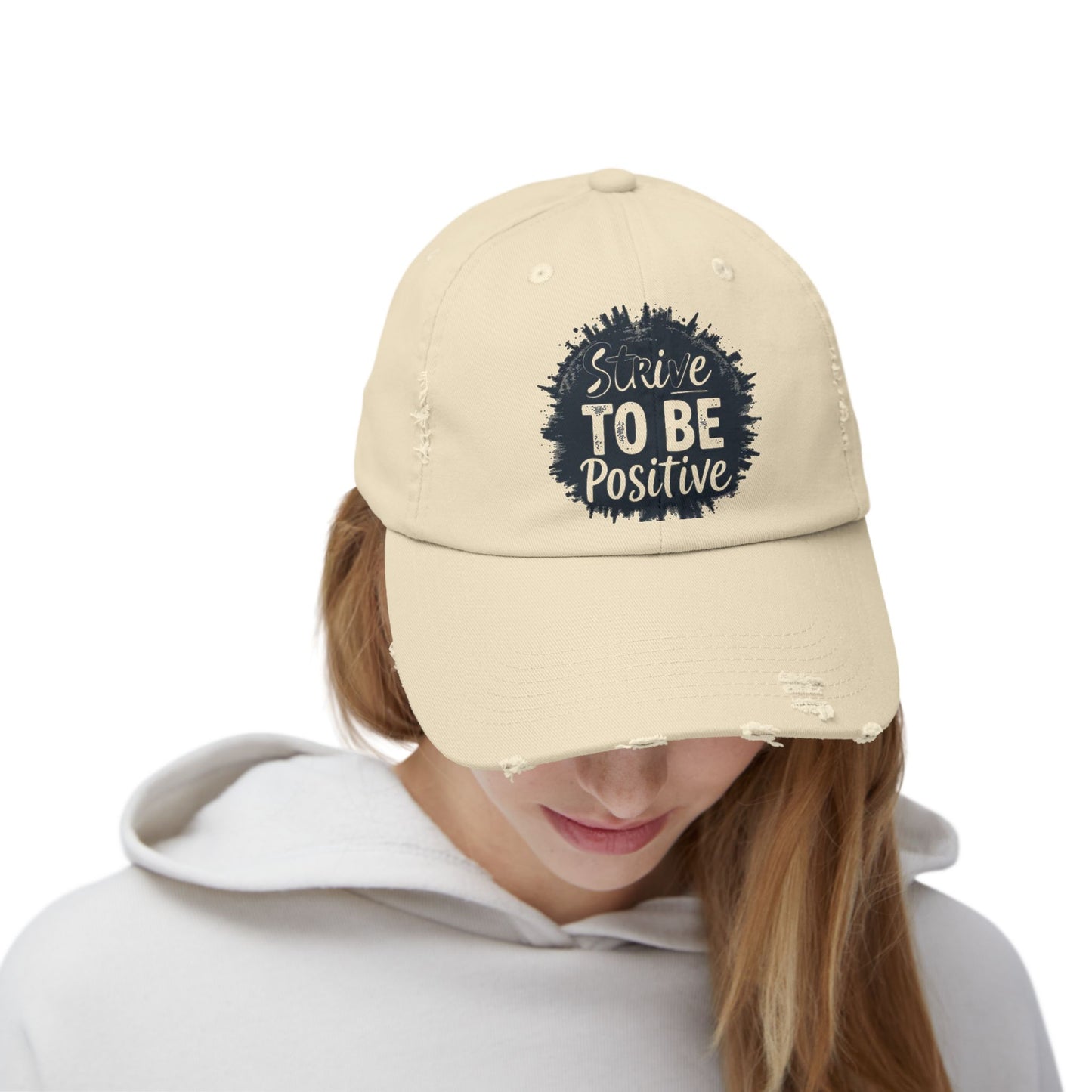 Strive To Be Positive Unisex Distressed Cap
