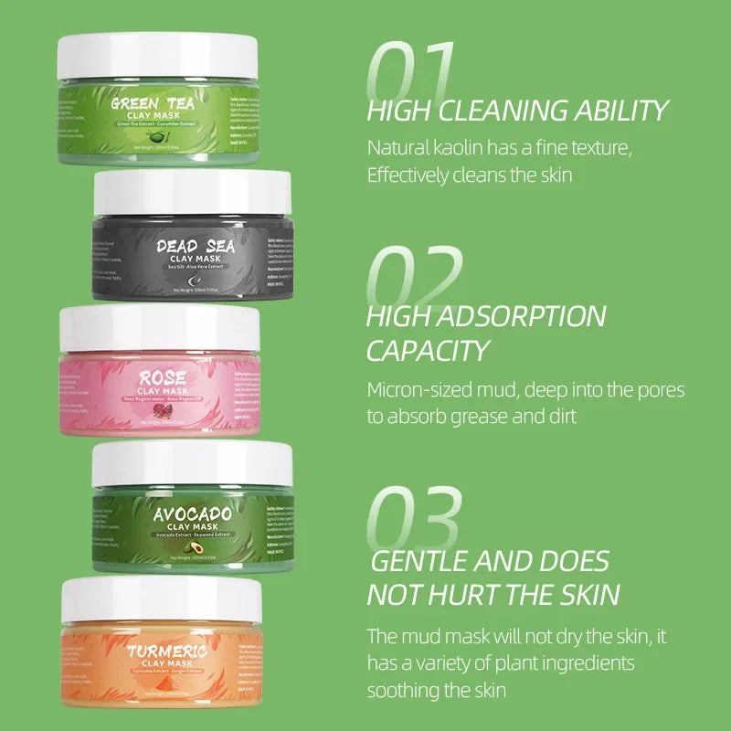 Turmeric Green Tea Rose Avocado Facial Clay Mask