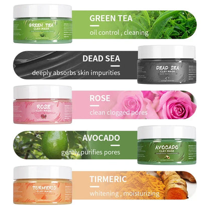 Turmeric Green Tea Rose Avocado Facial Clay Mask
